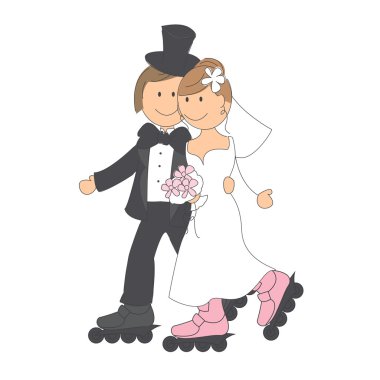 komik gelin ve damat ile düğün davetiyesi