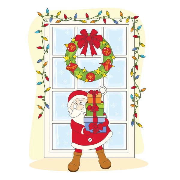 Der Weihnachtsmann wünscht Ihnen ein frohes Weihnachtsfest. — Stockvektor