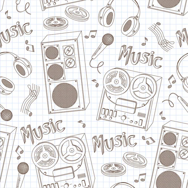 Retro music equipment seamless pattern — Stock Vector