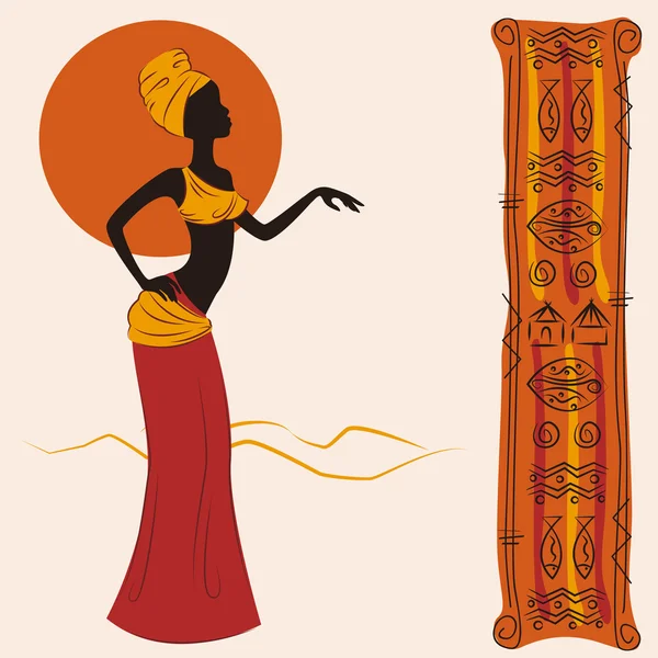 Belle femme américaine africaine — Image vectorielle