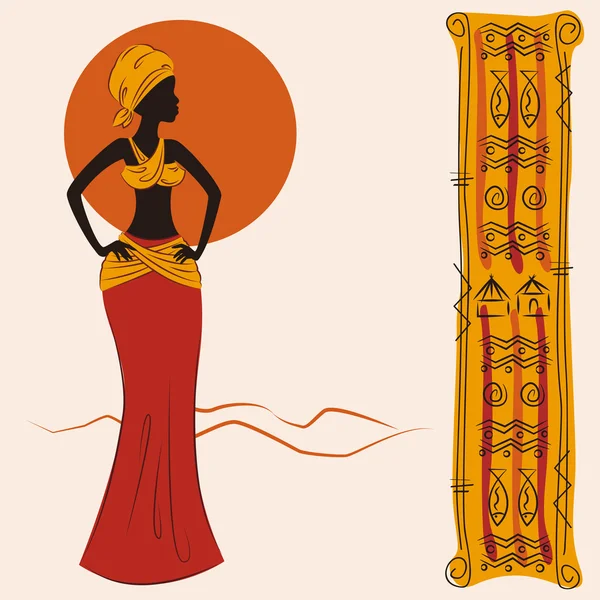 Hermosa mujer afroamericana — Vector de stock