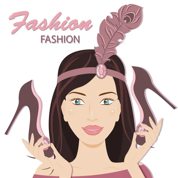 The fashionable young lady — Stock Vector