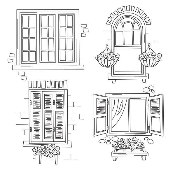 Ретро окна — стоковый вектор