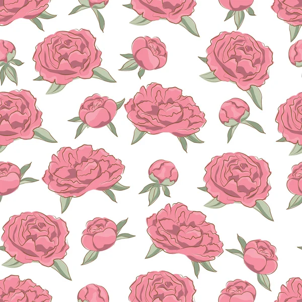 Бесшовный рисунок розовых пионов — стоковый вектор