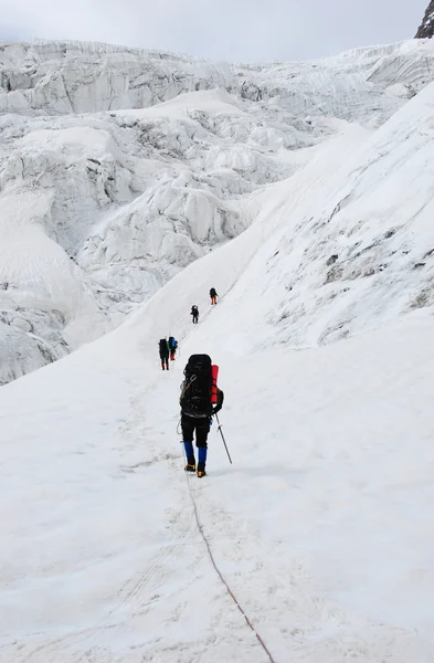 Mountaineers on the glacier — Stock Photo, Image