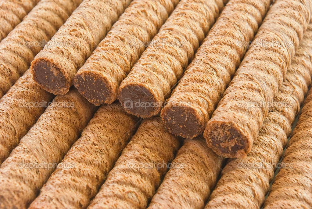 wafer rolls closeup - stock image
