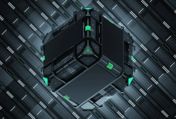 Abstract Futuristic Cube Industrial Dark Background Conceptual Background Copy Space — стоковое фото