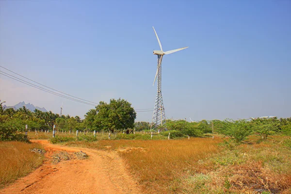 Fontes Energia Alternativas Fazenda Eólica Província Indiana Kerala Muitos Geradores — Fotografia de Stock