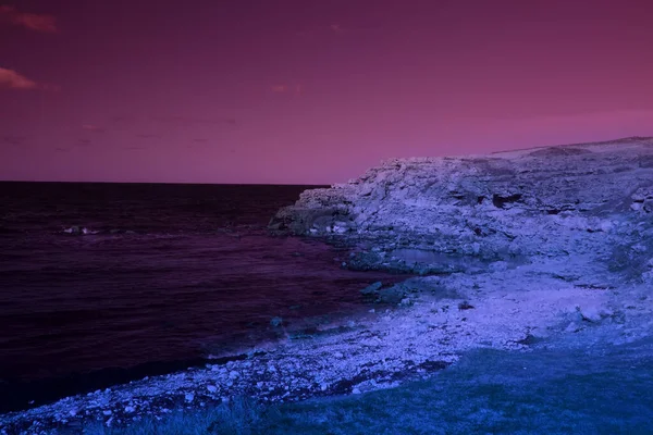 Beira Mar Mística Com Pedras Magia Beleza Mar Arte Surrealista — Fotografia de Stock
