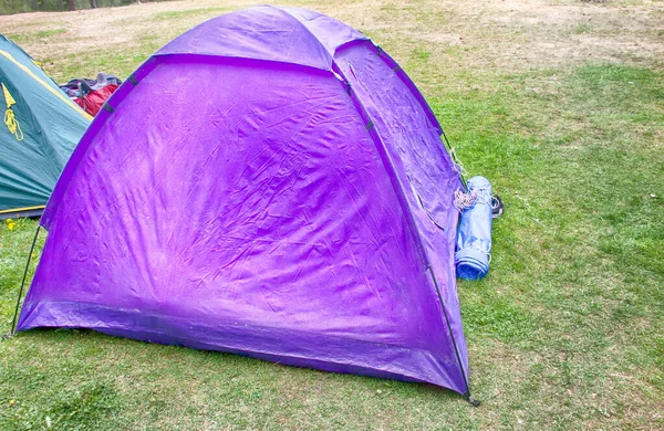 Camping Buiten Met Tent Het Bos Zomer — Stockfoto