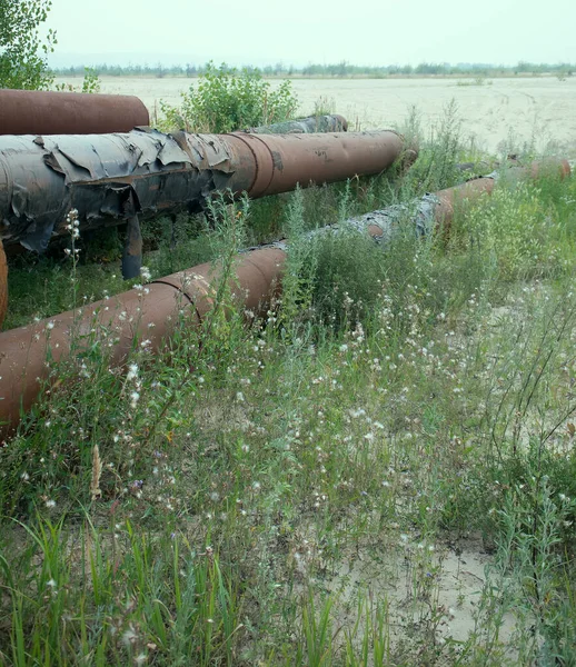 Pipe Engineering Construction Sand Warehouse Large Pipes Open Sky — Stock Photo, Image