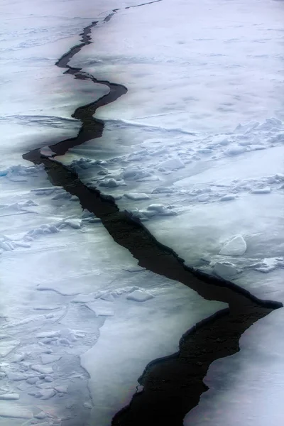 Eisschmelze Nordpol 2016 Riesiger Eisbruch Arktischen Ozean Konzept Einer Spaltung lizenzfreie Stockbilder