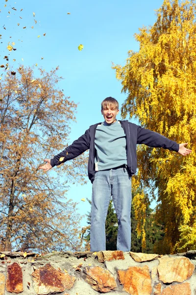 Teenager in autumn park — Stock Photo, Image