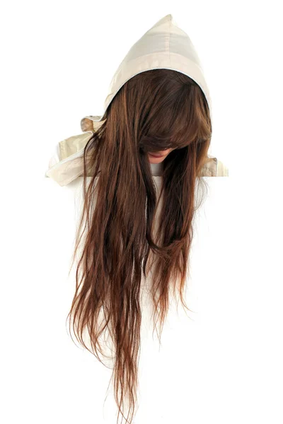 Hlava dívky s dlouhými vlasy — Stock fotografie