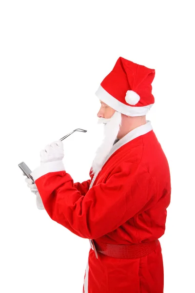 Άγιος Βασίλης με κινητό τηλέφωνο — Φωτογραφία Αρχείου