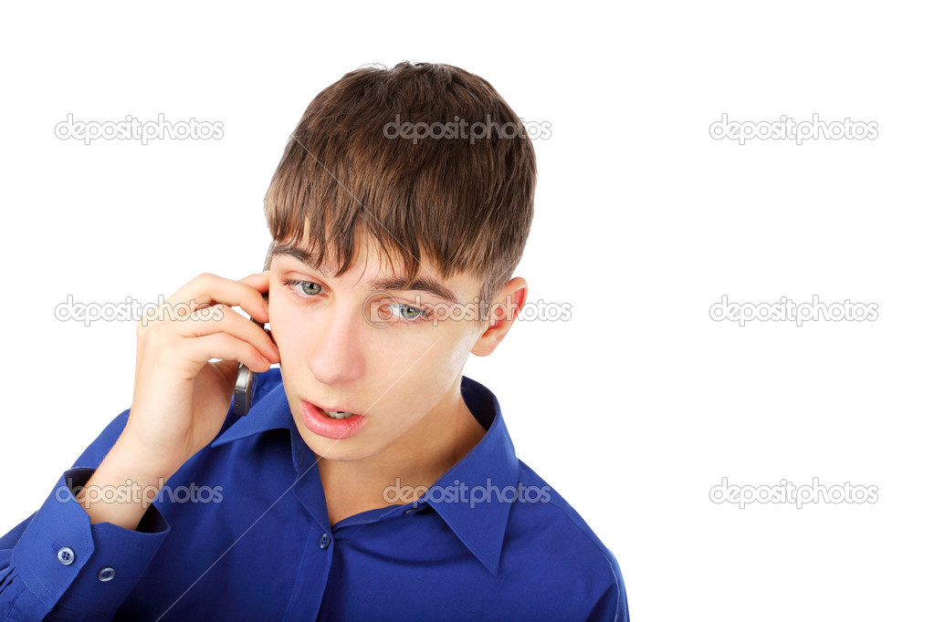 Sad teenager with phone