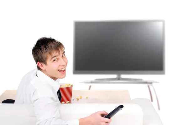 Adolescente assistir a TV — Fotografia de Stock