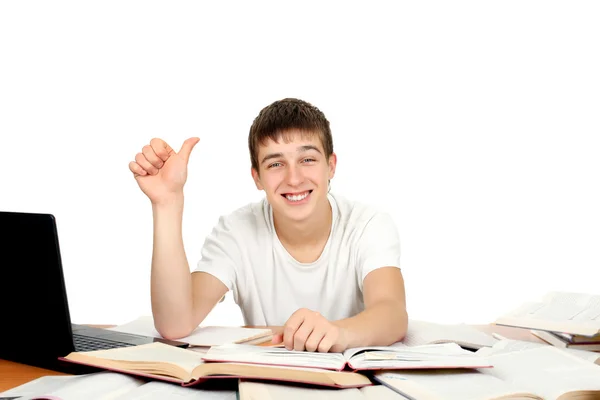 Student s palcem nahoru — Stock fotografie