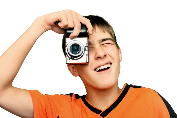 Adolescente con cámara fotográfica — Foto de Stock