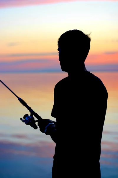 Fisherman Silhouette — Stock Photo, Image