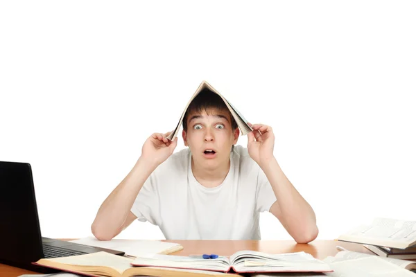 Φοιτητής καλύπτει το κεφάλι του — Φωτογραφία Αρχείου