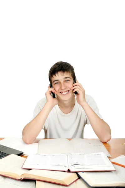 Student mit zwei Telefonen — Stockfoto