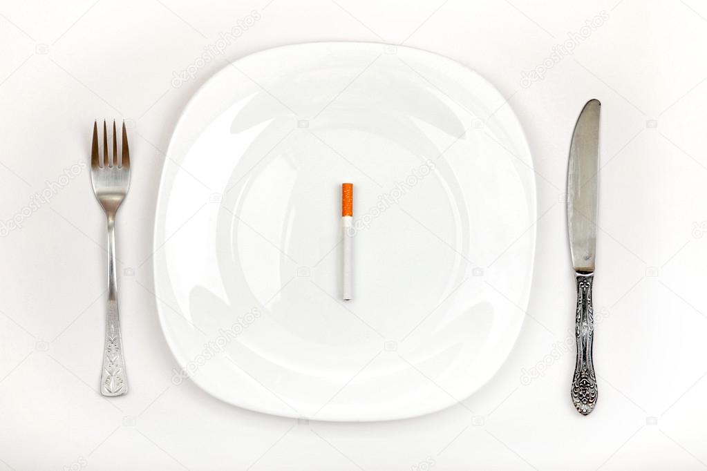 Cigarette On Dinner Plate