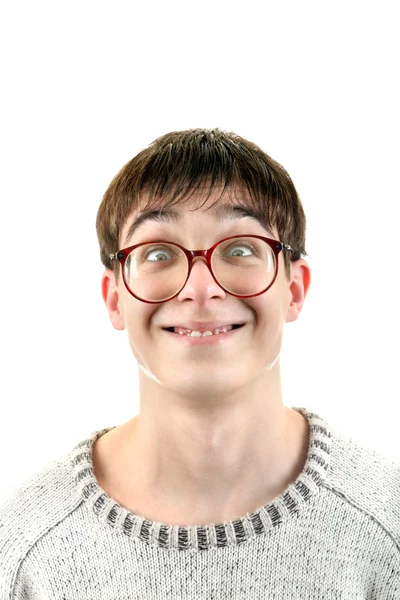 Смешной молодой человек в очках — стоковое фото