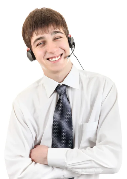 Junger Mann mit Headset — Stockfoto