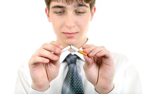 Young Man Break a Cigarette — Stock Photo, Image