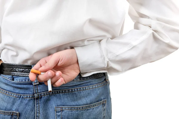 Man Hide a Broken Cigarette — Stock Photo, Image