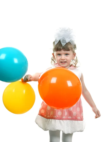 Happy Little Girl With Balloons — Stock Photo, Image