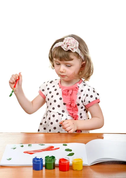 Little Girl Drawing — Stock Photo, Image