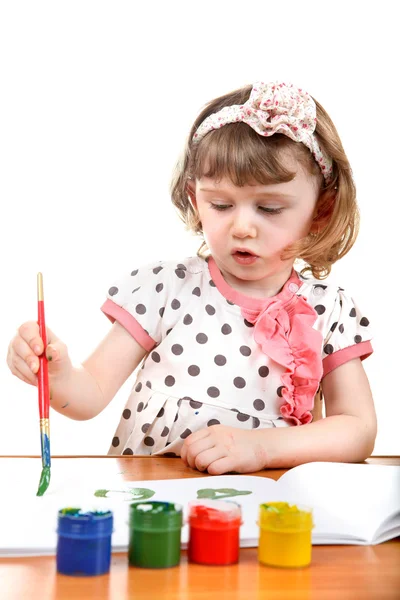 Little Girl Drawing — Stock Photo, Image