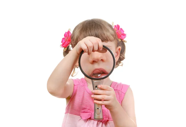 Little Girl With a Loupe — Stock Photo, Image