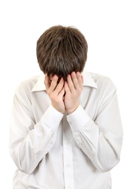 üzgün bir genç adam izole