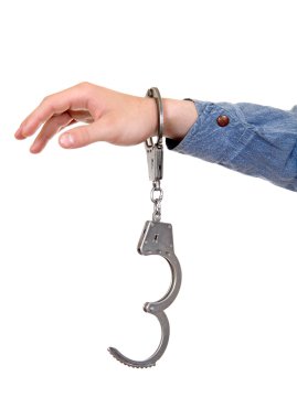 Unlocked Handcuffs on a Hand clipart