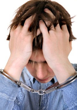 Troubled Man in Handcuffs clipart