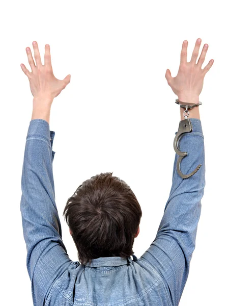 Man with Unlocked Handcuffs — Stock Photo, Image