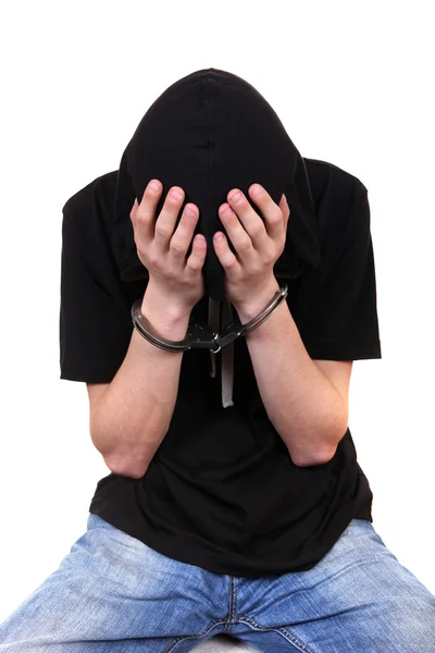 Arrested Young Man in Handcuffs — Stock Photo, Image
