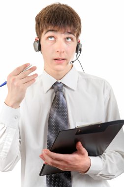 Genç kulaklık ve Pano