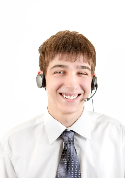 Junger Mann mit Headset — Stockfoto