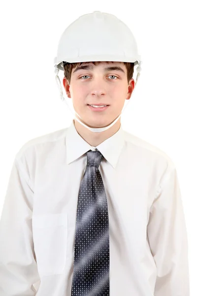 Handsome Young Man in Hard Hat — Stock Photo, Image