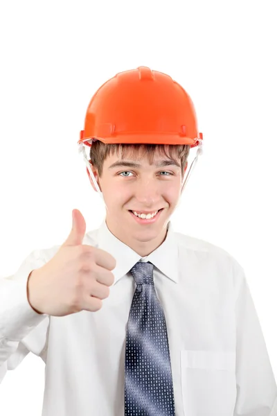 Happy Young Man in Hard Hat — Stock Photo, Image