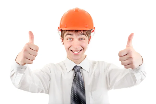 Happy Young Man in Hard Hat — Stock Photo, Image