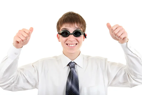Teenager v plavání brýle — Stock fotografie
