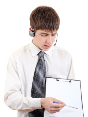 Genç kulaklık ve Pano