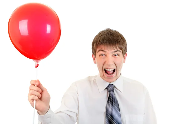 Young Man with Red Ball — Stock Photo, Image