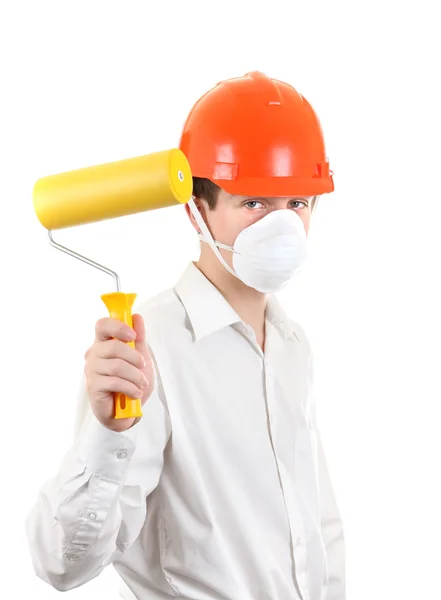 Young Man with Paint Roller — Stock Photo, Image