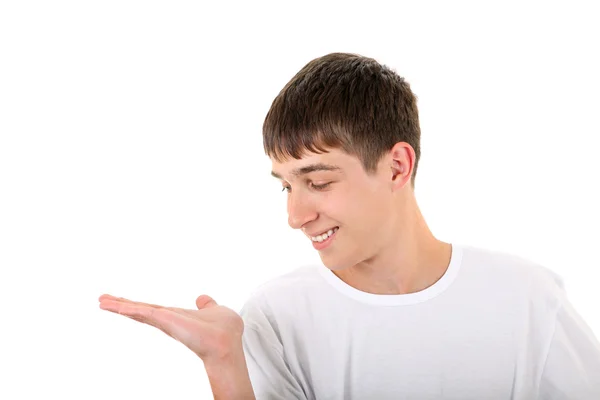 Teenager zeigt seine Handfläche — Stockfoto